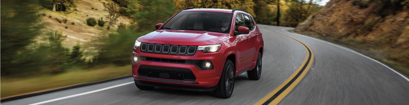 2022 Jeep Compass in Red on Road Snipped