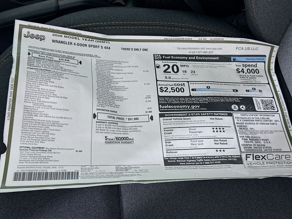 2026 Jeep Wrangler Sport S