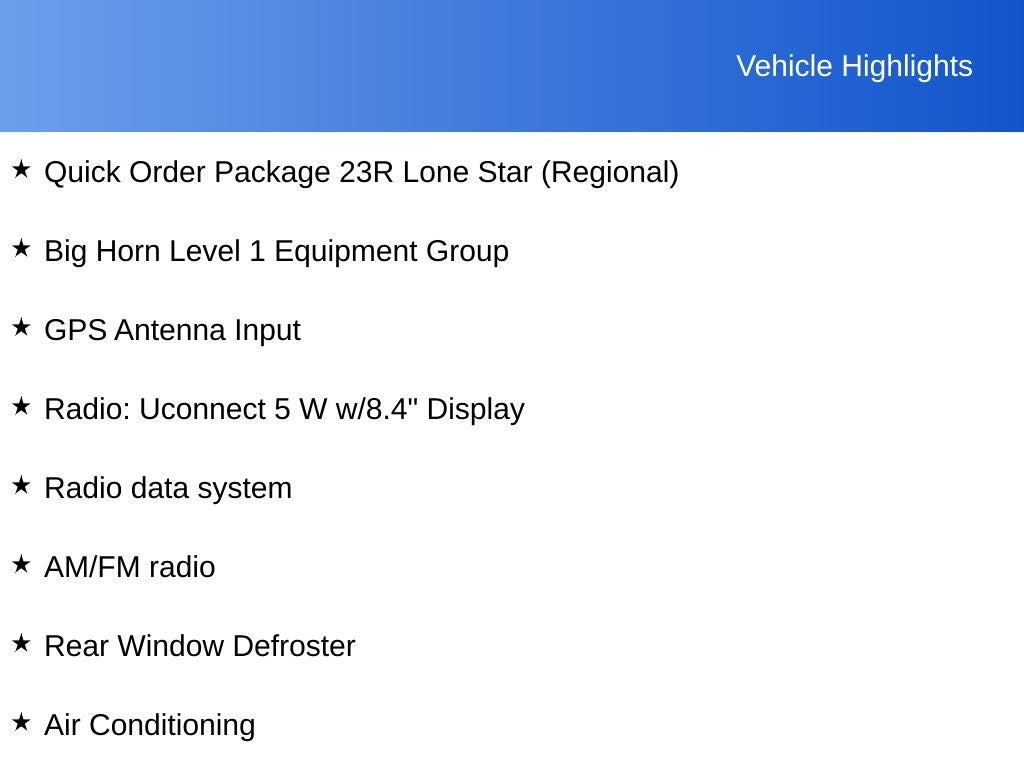 2025 RAM 1500 Big Horn/Lone Star
