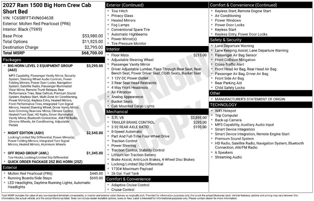 2027 RAM 1500 Big Horn/Lone Star