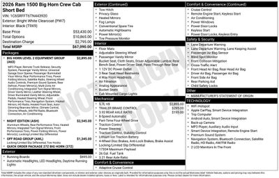 2026 RAM 1500 Big Horn/Lone Star