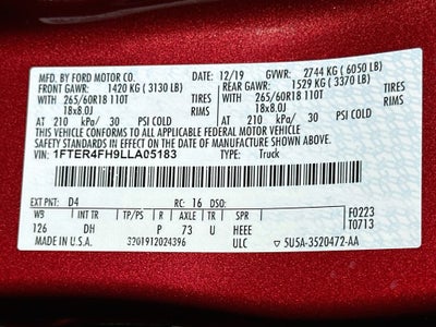 2020 Ford Ranger Lariat