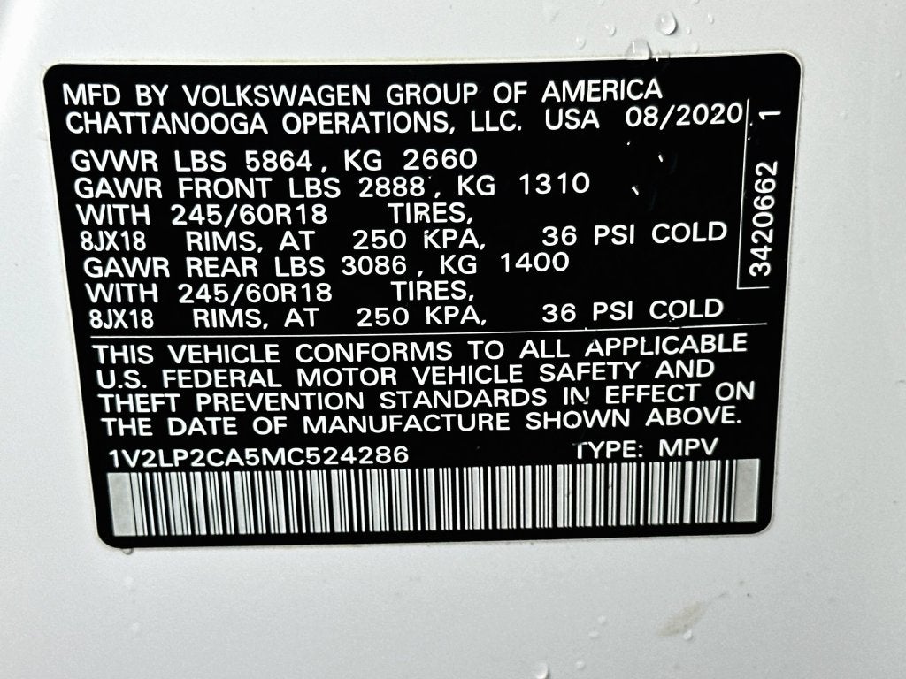 2021 Volkswagen Atlas 2.0T SE