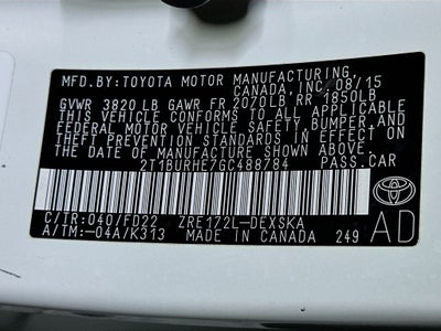 2016 Toyota Corolla S Special Edition