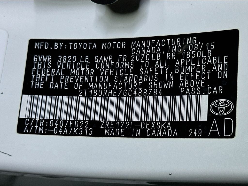 2016 Toyota Corolla S Special Edition