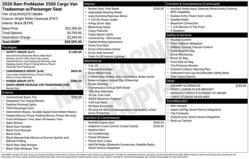 2026 RAM ProMaster 2500 High Roof