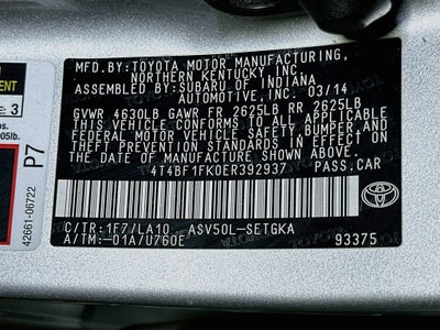 2014 Toyota Camry XLE 2014.5