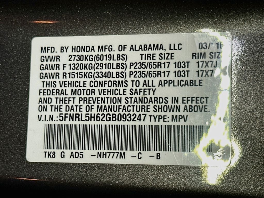 2016 Honda Odyssey EX-L