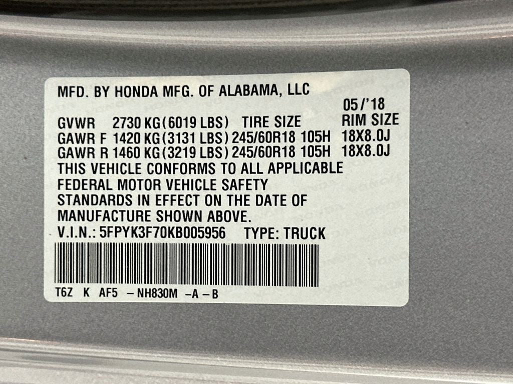 2019 Honda Ridgeline RTL-E