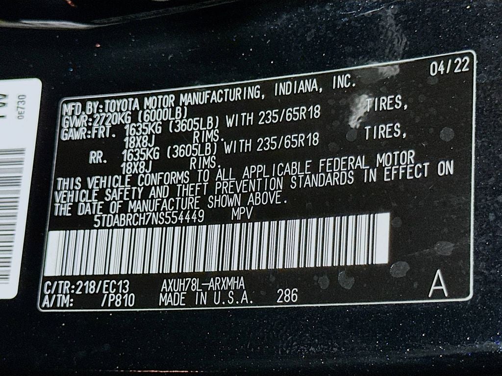 2022 Toyota Highlander Hybrid Bronze Edition